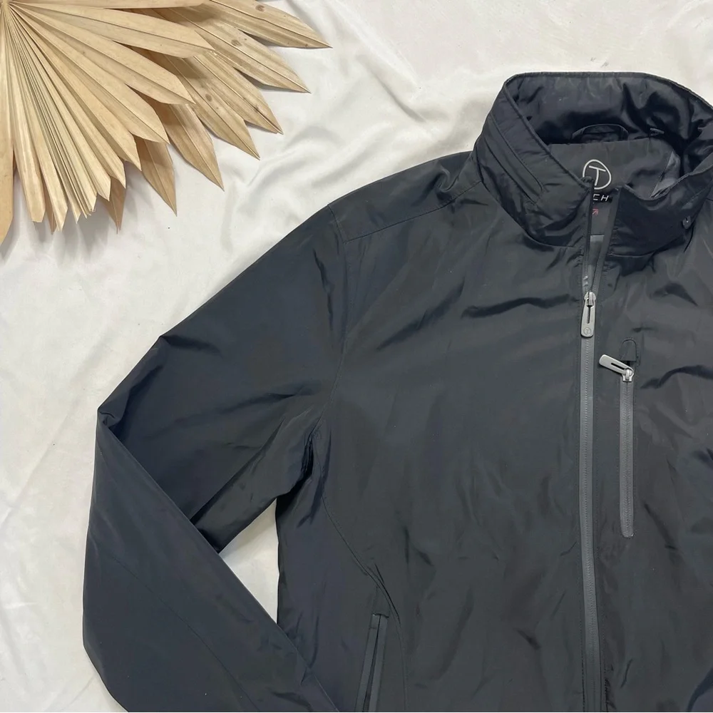 Tumi Tech by Tumi Black Full Zip Hood Windbreaker Rain Travel Jacket Size Large
